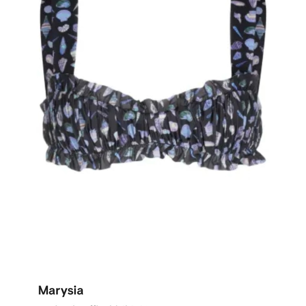 Marysia Swim Black and Blue Patterned Bikini Top